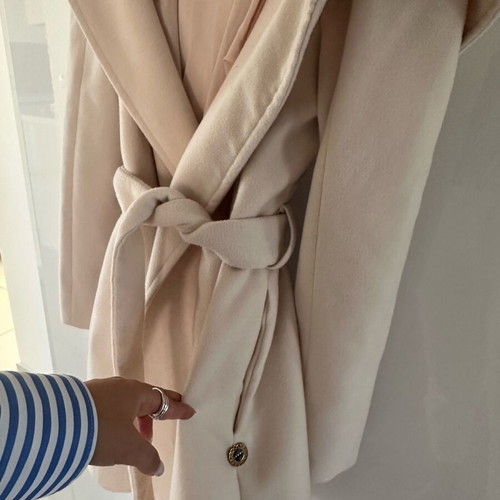 Lynne coat used in ecru color with hood