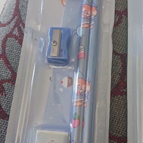 Stationery set blue with animals, pack of 2, new