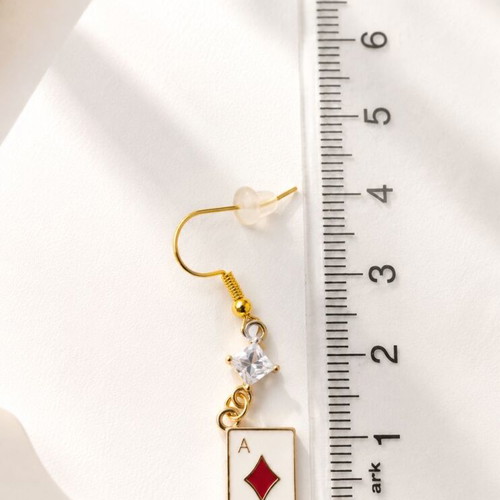 Handmade Ace of Diamonds Earrings with Sparkling Zirconia Crystal new