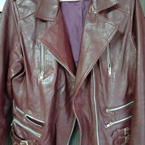 Women's leather jacket used, genuine leather, red