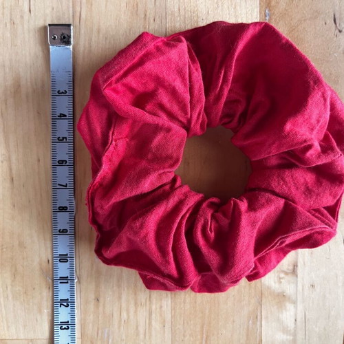 Scrunchy cotton red hair tie used