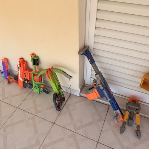 Nerf guns used, some missing magazines