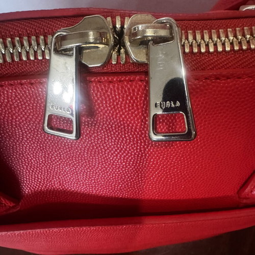 Furla Code Dome leather shoulder bag, red