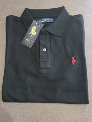 Ralph Lauren Ανδρικό μπλουζάκι με γιακά Καινούργιο, μαύρο, μέγεθος M