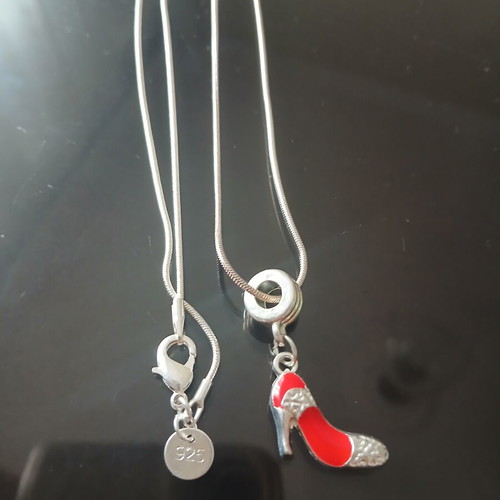 Silver 925 necklace with enamel shoe pendant, 50 cm, new