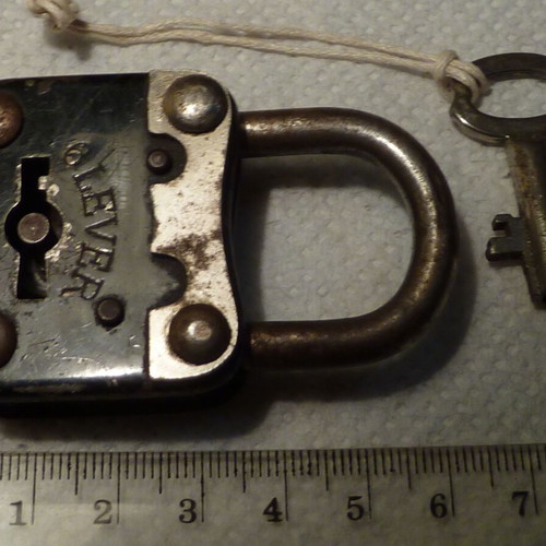 Vintage German branded padlock with key, used