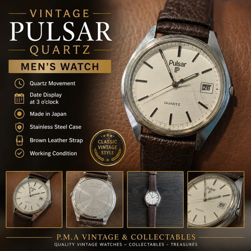 Vintage Pulsar Quartz men's watch with date, Japan