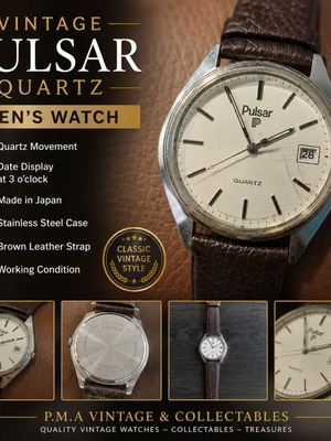 Vintage Pulsar Quartz men's watch with date, Japan
