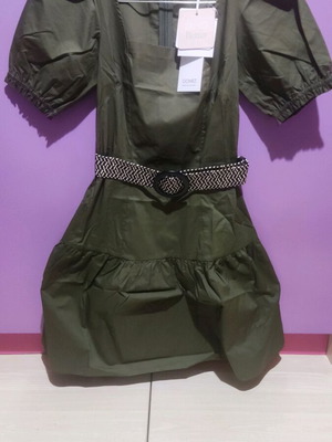 Liu Jo μίνι φόρεμα καινούργιο, βαμβακερό, χακί, μέγεθος EU32 XS