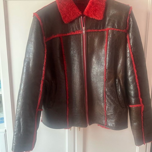Leather shearling jacket used in excellent condition, red, size M