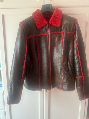 Leather shearling jacket used in excellent condition, red, size M