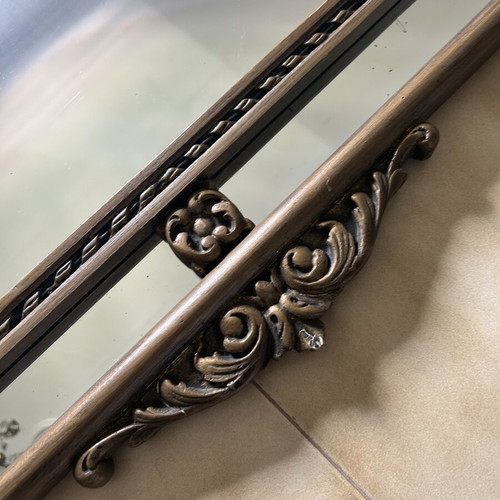 Wooden mirror used with carved vintage frame brown
