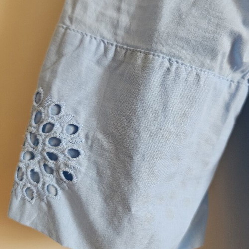 Zara oversized blouse with cutout embroidery, blue, size S