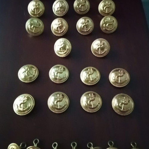 Buttons used, old gold military, 29 pieces