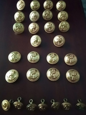 Κουμπιά μεταχειρισμένα, παλιά χρυσά στρατιωτικά, 29 τεμάχια