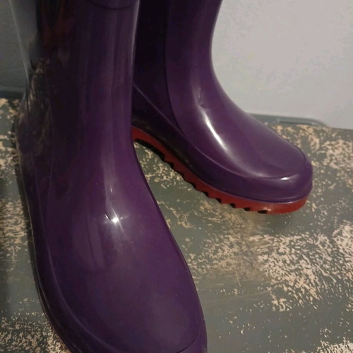 See by Chloe' rain boots new purple with red laces