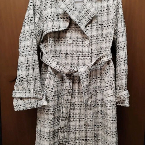 Cherry Koko coat new, black and white checkered with belt