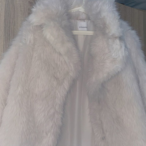 Faux Fur Coat Stradivarius New, White, Size S