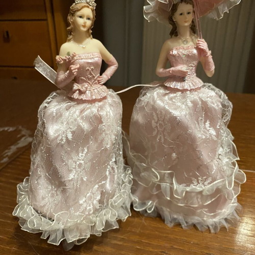 Victorian Style Figurines Set with Fabric Details like new