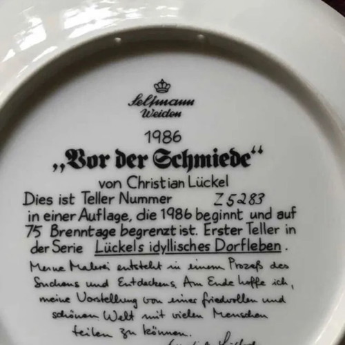 Collector plate porcelain with certificate like new