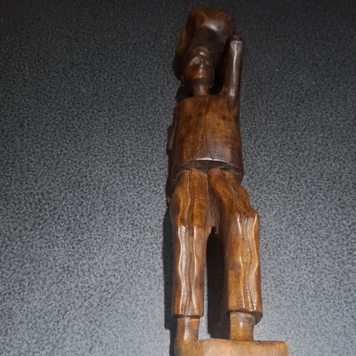 African wooden carved statue, handmade, 43cm