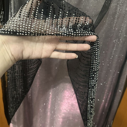 Evening dress with transparency, rhinestones and chest support size 46 like new