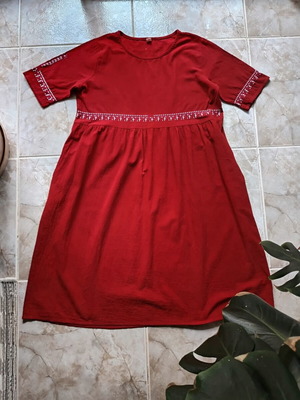 Summer dress new with embroidery, cotton, red