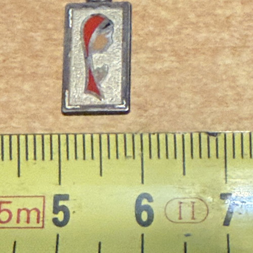 Silver Panagitsa pendant like new, red and silver