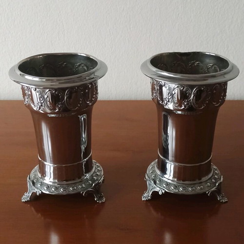 Art Nouveau vase set Argentor Werke Vienna used, vintage 1960