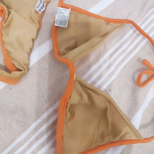 Calzedonia 70 swimsuit orange with beige gold lining like new