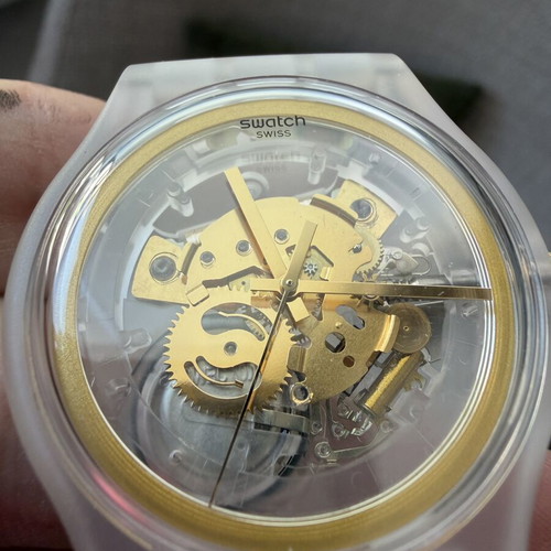 Swatch MY Time Golden Jelly Unisex Watch new, white and gold
