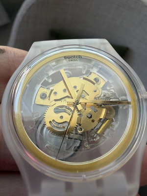 Swatch MY Time Golden Jelly Unisex Watch new, white and gold