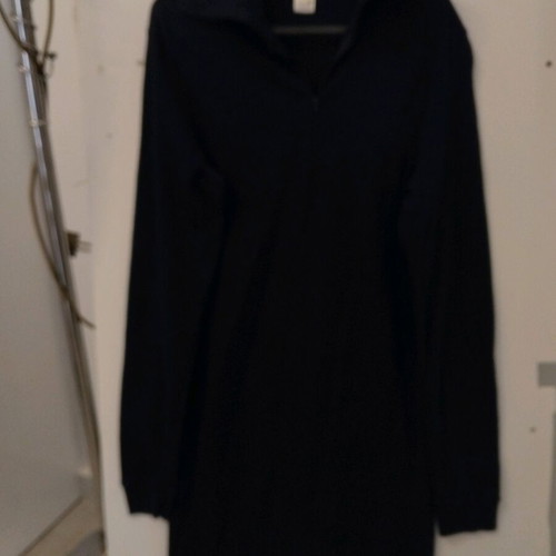 Cotton long sleeve dress shirt with zipper like new, dark blue