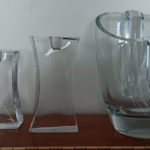 Vintage Atlantis & Krosno crystal decorative vase set of 3