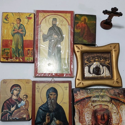Set of religious icons used, 8 pieces