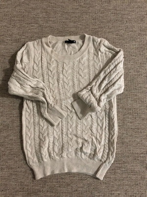 H&M sweater used, knitted wool with polyester, XS beige
