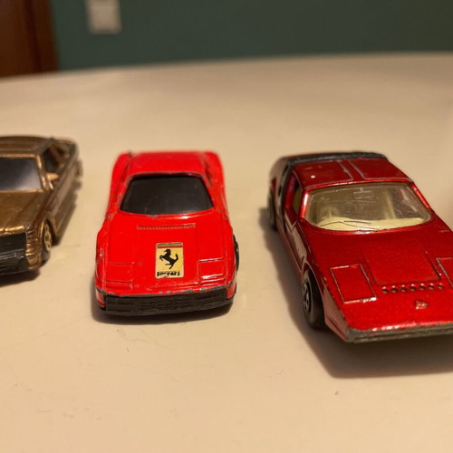 Toy car miniatures used, pack of 5, BMW Mercedes Ferrari Porsche 1985