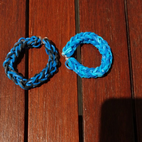 Plexi Flexi bracelets set of 2, handmade, new, blue and turquoise