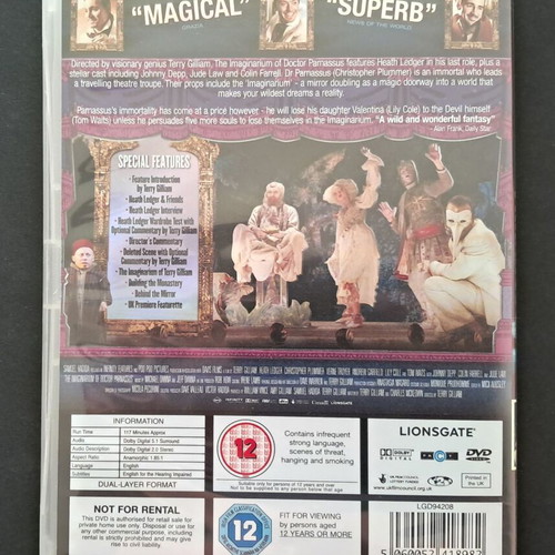The Imaginarium of Doctor Parnassus DVD used, fantasy drama