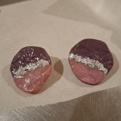 Handmade earrings pink and purple new