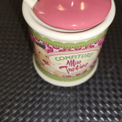 Vintage jam jar Miss Tartine with spoon, new