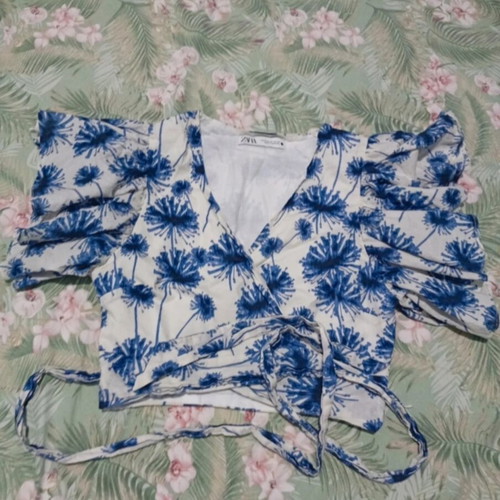 Zara μπλούζα μέγεθος M, άσπρη και μπλε