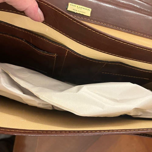 Ted Lepidus leather briefcase brown new unused