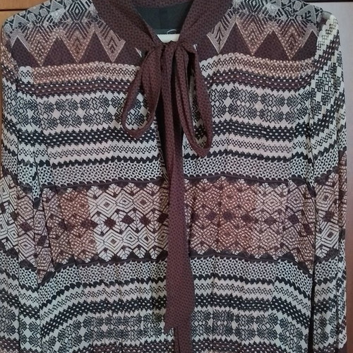 Mango dress L like new, brown with geometric patterns