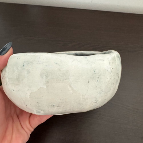 Handmade ceramic noodle bowl in dark blue and cream, new