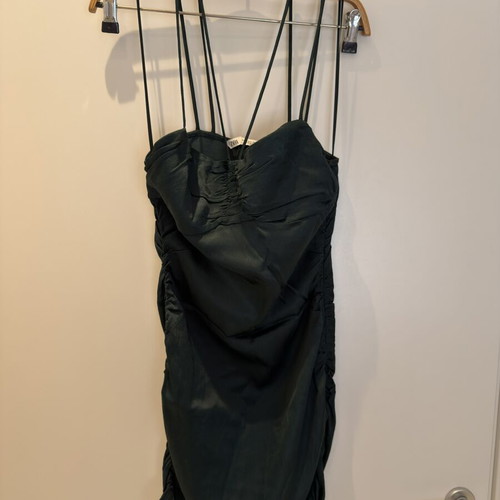 Zara satin mini dress dark green size XS-S like new