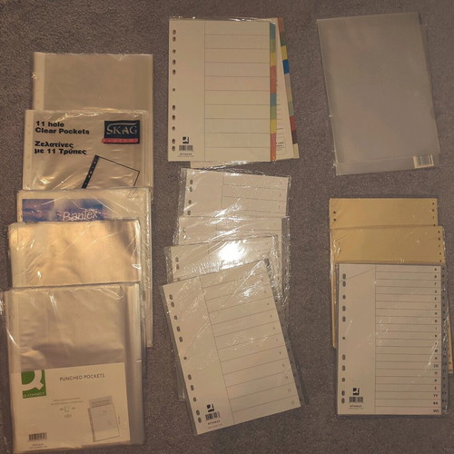 Stationery pack new with 300 sleeves, 20 binders, 5 folders