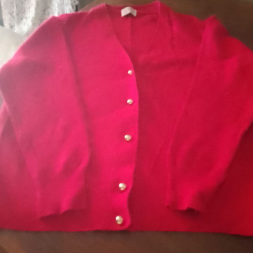 Foxy red angora cardigan used, size M