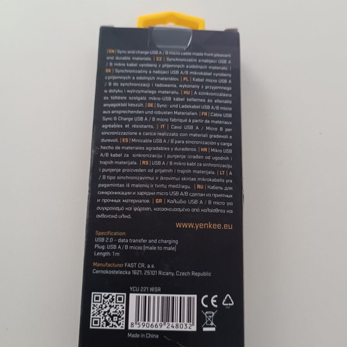Yenkee USB-A to Micro USB Charging Cable 1m new