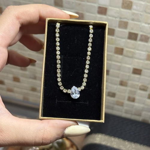 Riviera necklace with diamond, gold color